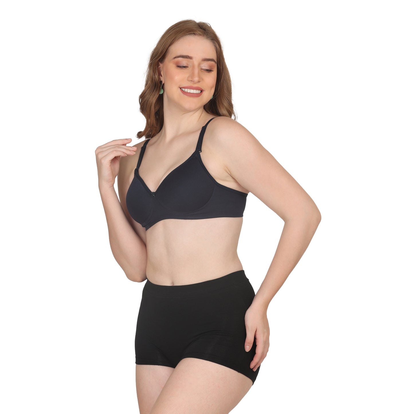 POOJA RAGENEE Lightly Padded Solid Bra for Womens FQ8002D Navy Blue