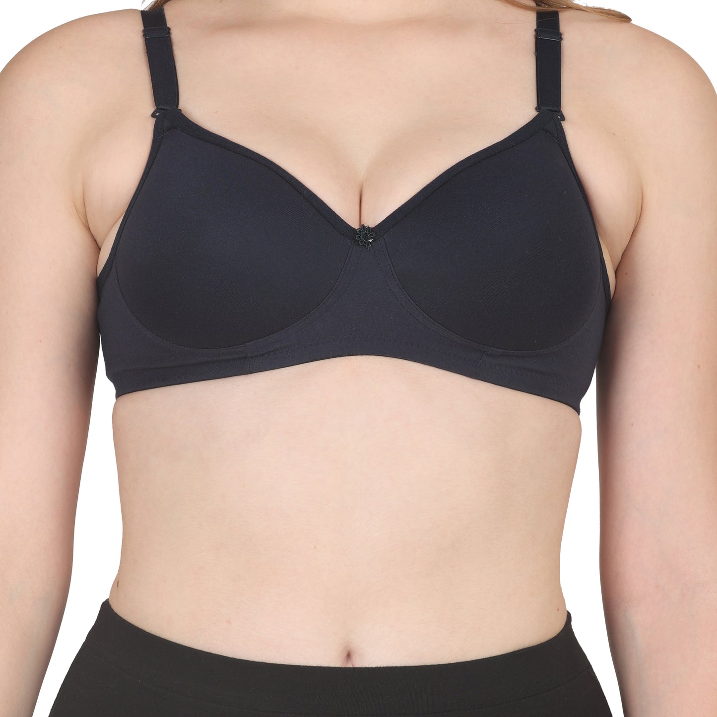 POOJA RAGENEE Lightly Padded Solid Bra for Womens FQ8002D Navy Blue