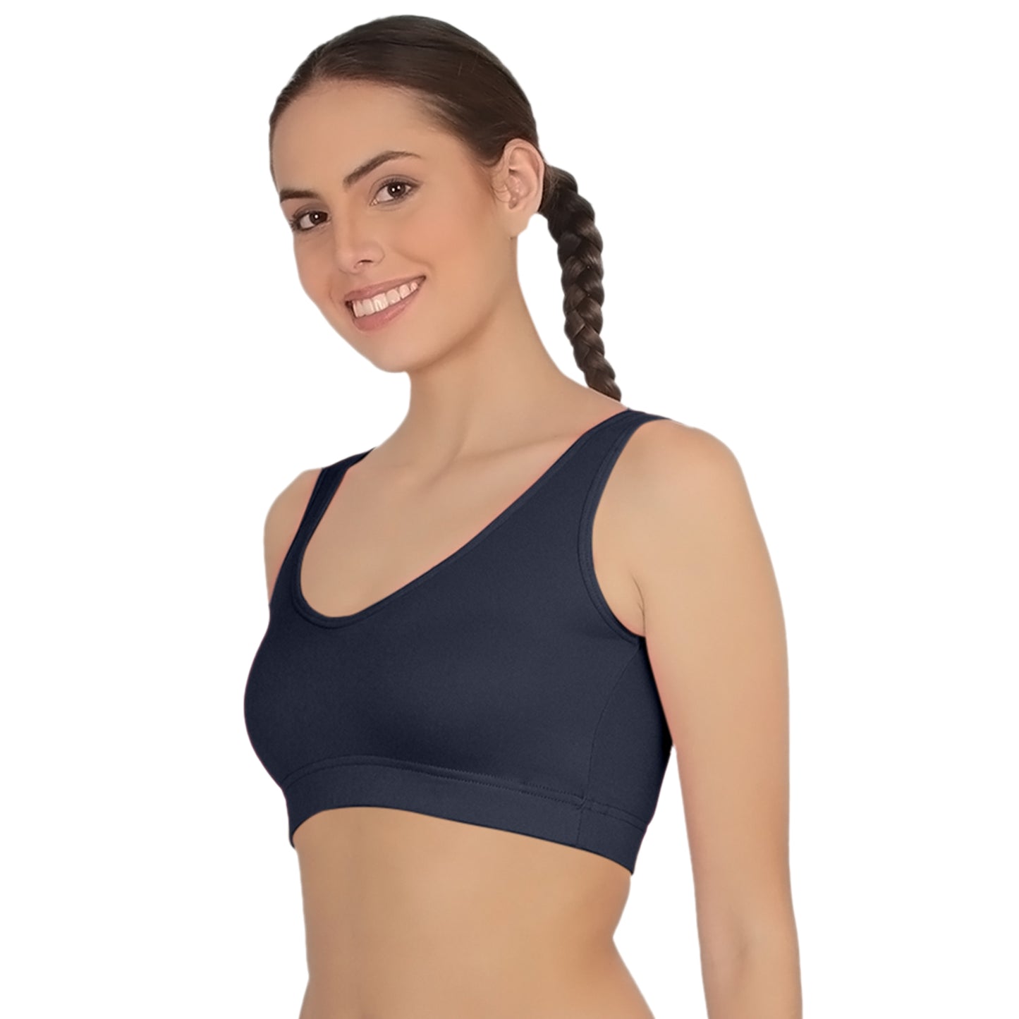 POOJA RAGENEE Full Coverage Seamless Bra Fitness T-Shirt Sports BraSQ1037 Navy Blue