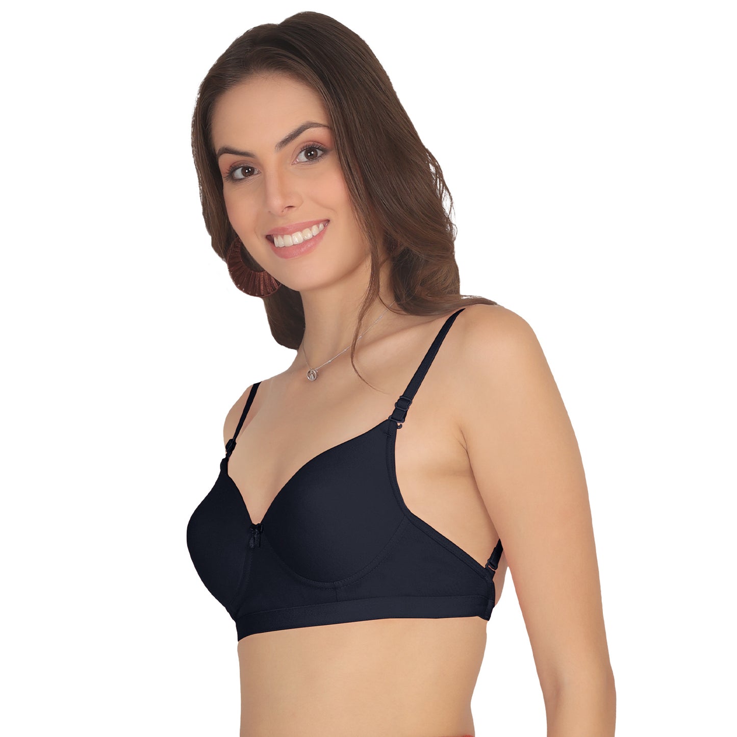 POOJA RAGENEE T-Shirt Moulded Double Layer Cup Non Padded Seamless Bra MQ3054 Navy Blue