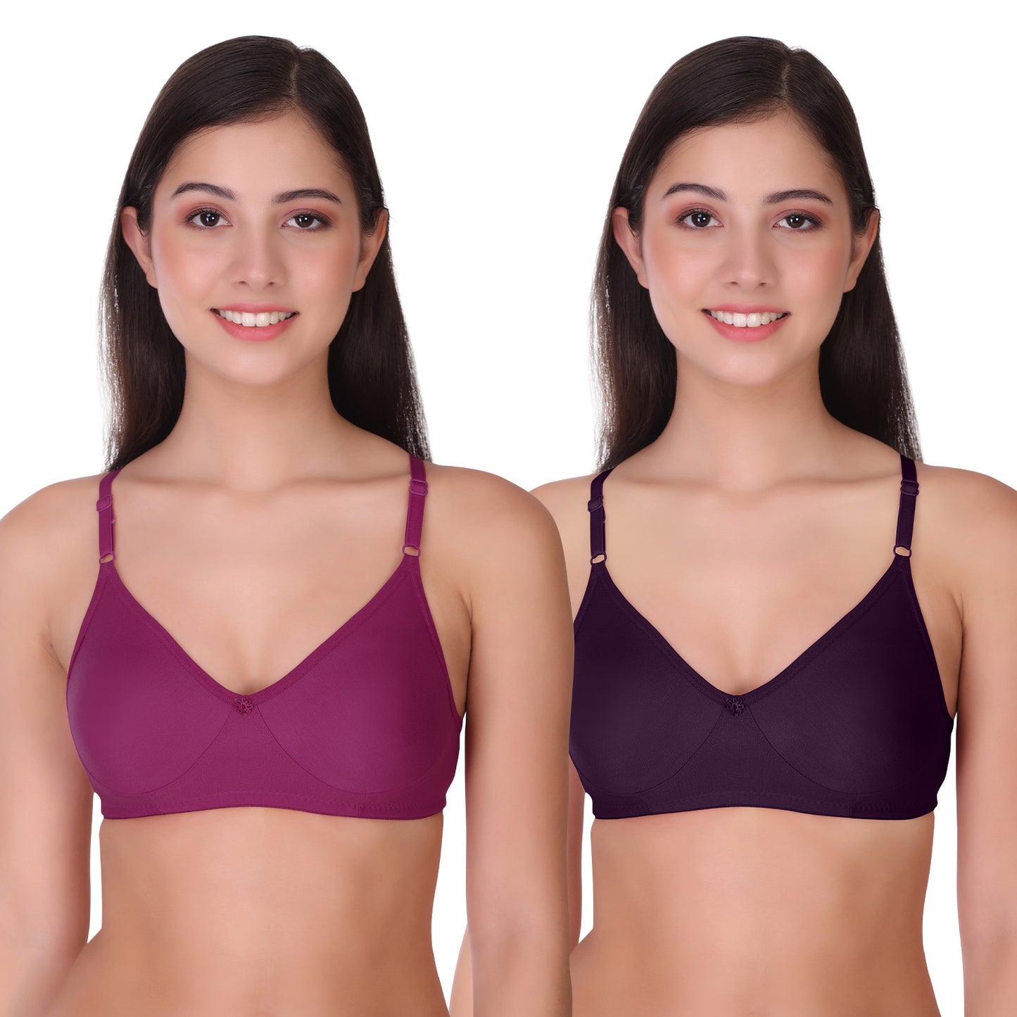 Pooja Ragenee Womens Full Coverage Non Padded Mould Cotton Bra MQ3055 Purple-Wine