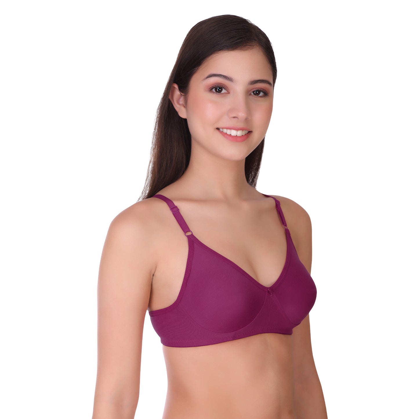 Pooja Ragenee Womens Full Coverage Non Padded Mould Cotton Bra MQ3055 Purple-Wine