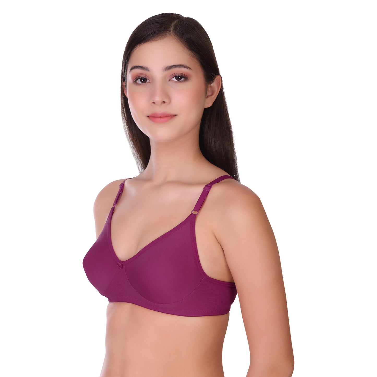 Pooja Ragenee Womens Full Coverage Non Padded Mould Cotton Bra MQ3055 Magenta-Maroon-Purple