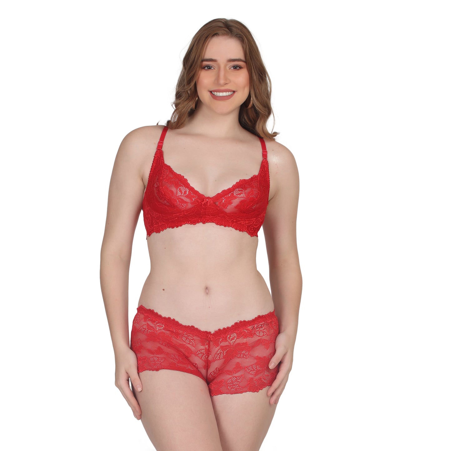 POOJA RAGENEE Comfortable & Smooth Net Fabric Set ST04 Red