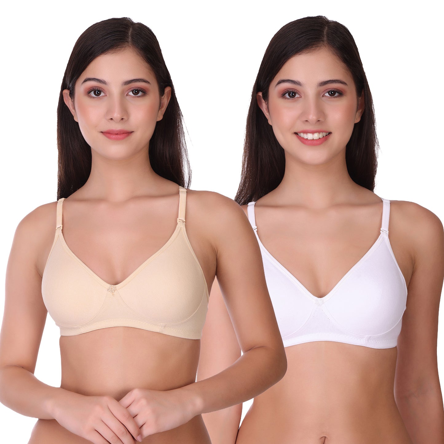 Pooja Ragenee Womens Full Coverage Non Padded Mould Cotton Bra MQ3056 Skin-White