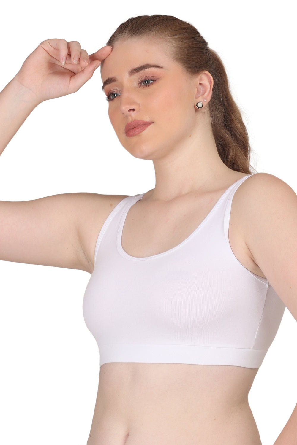 POOJA RAGENEE Skin Breathable & Comfortable Sports Bra SQ1029B White