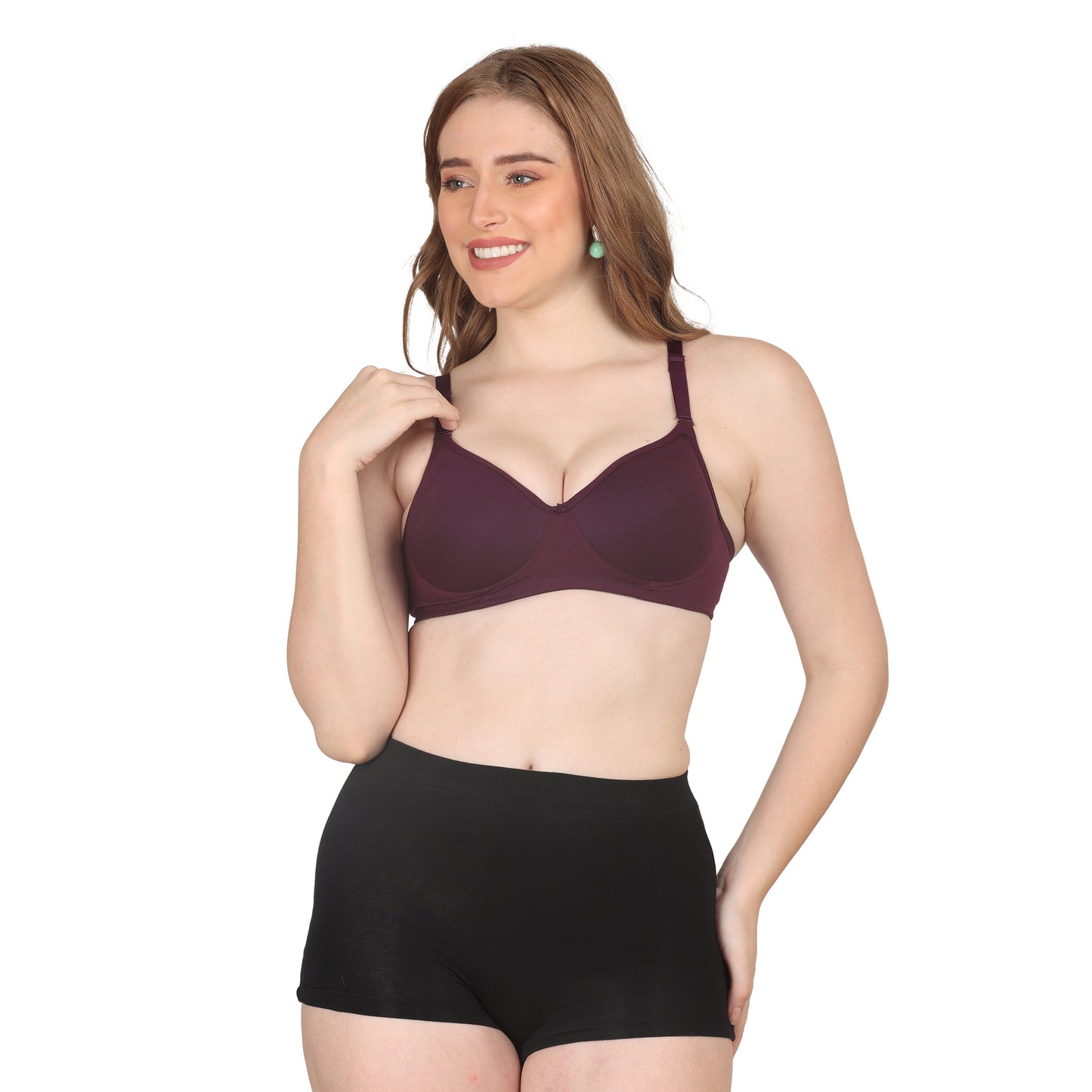 POOJA RAGENEE Lightly Padded Solid Bra for Womens FQ8002D Wine
