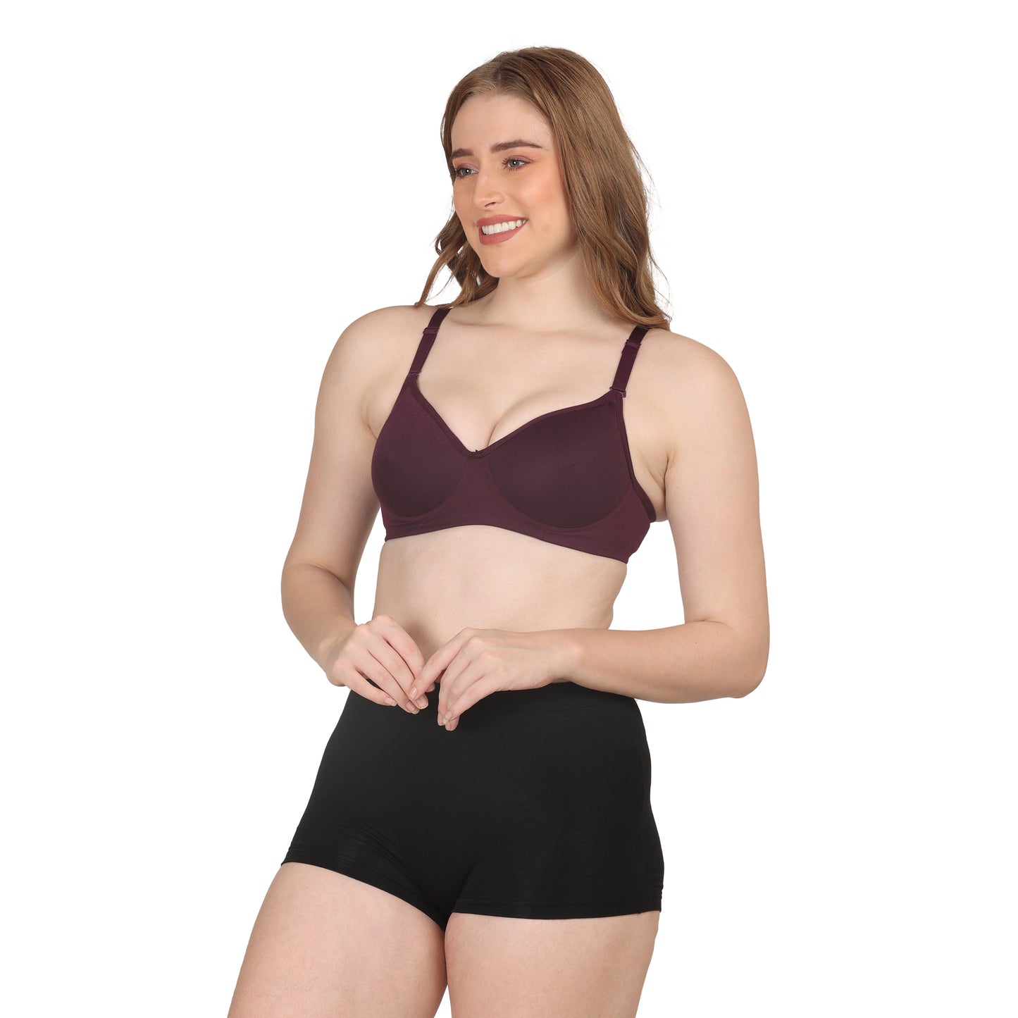 POOJA RAGENEE Lightly Padded Solid Bra for Womens FQ8002D Wine