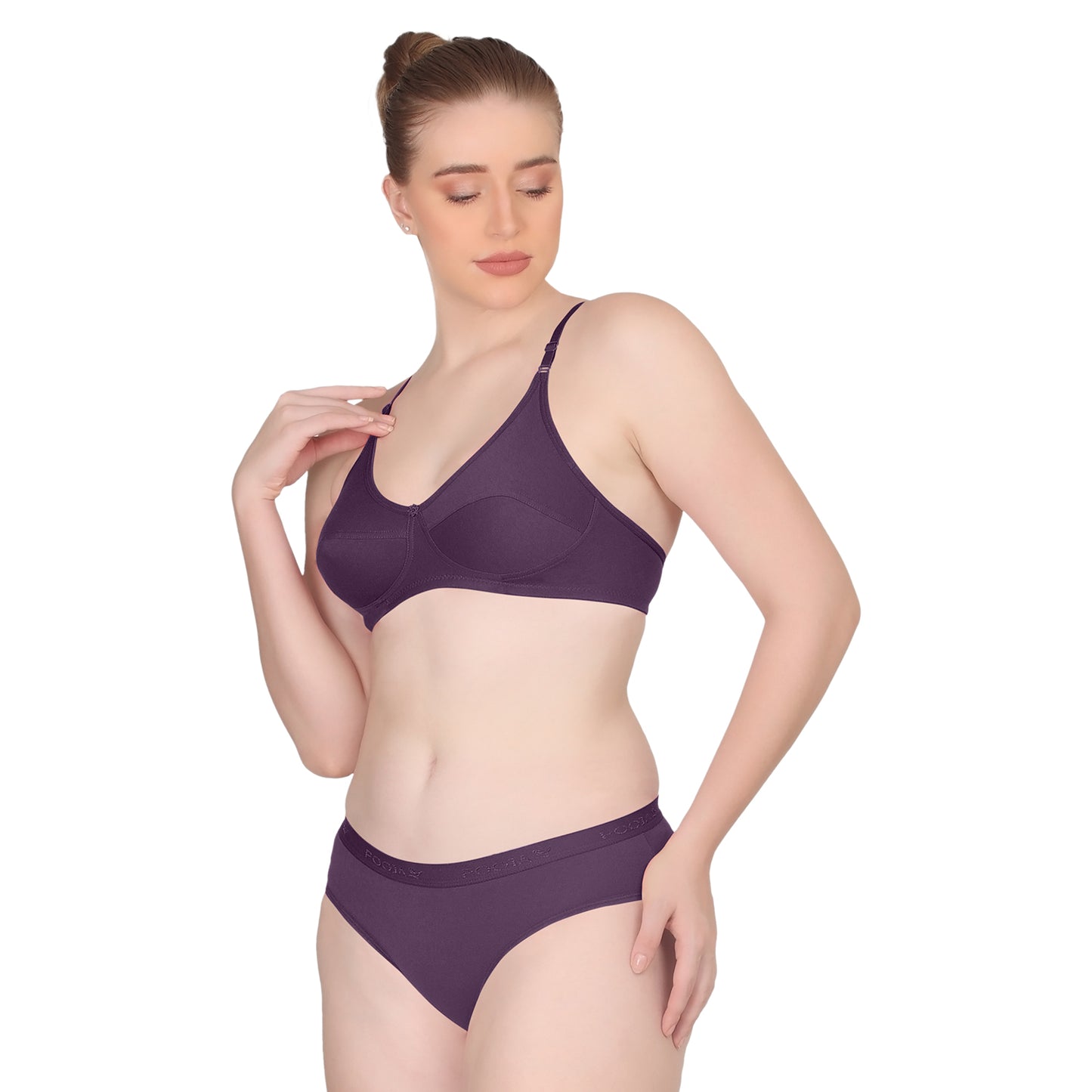 POOJA RAGENEE Women Wireless Bra and Panty Set Matching Lingerie Set ST07 Wine