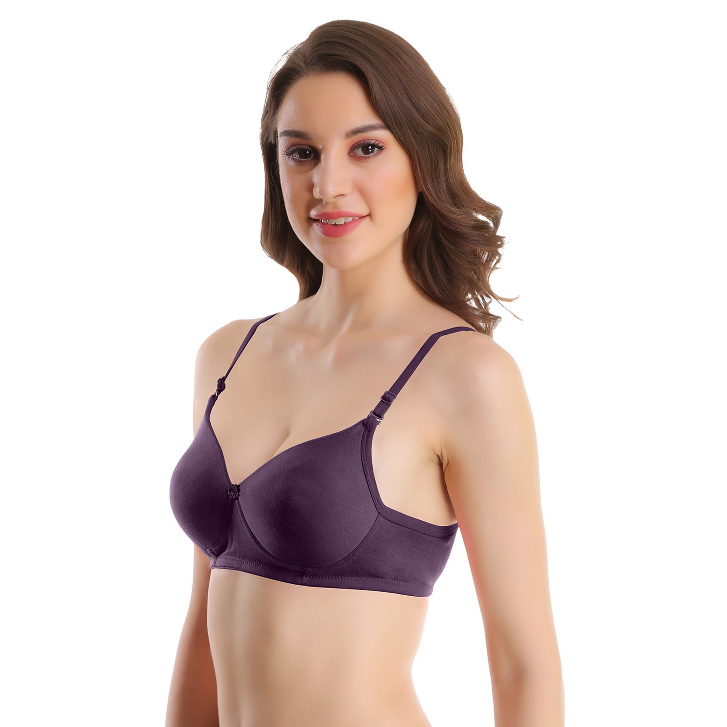 Pooja Ragenee Womens Full Coverage Padded Mould Cotton Bra FQ8005 Wine