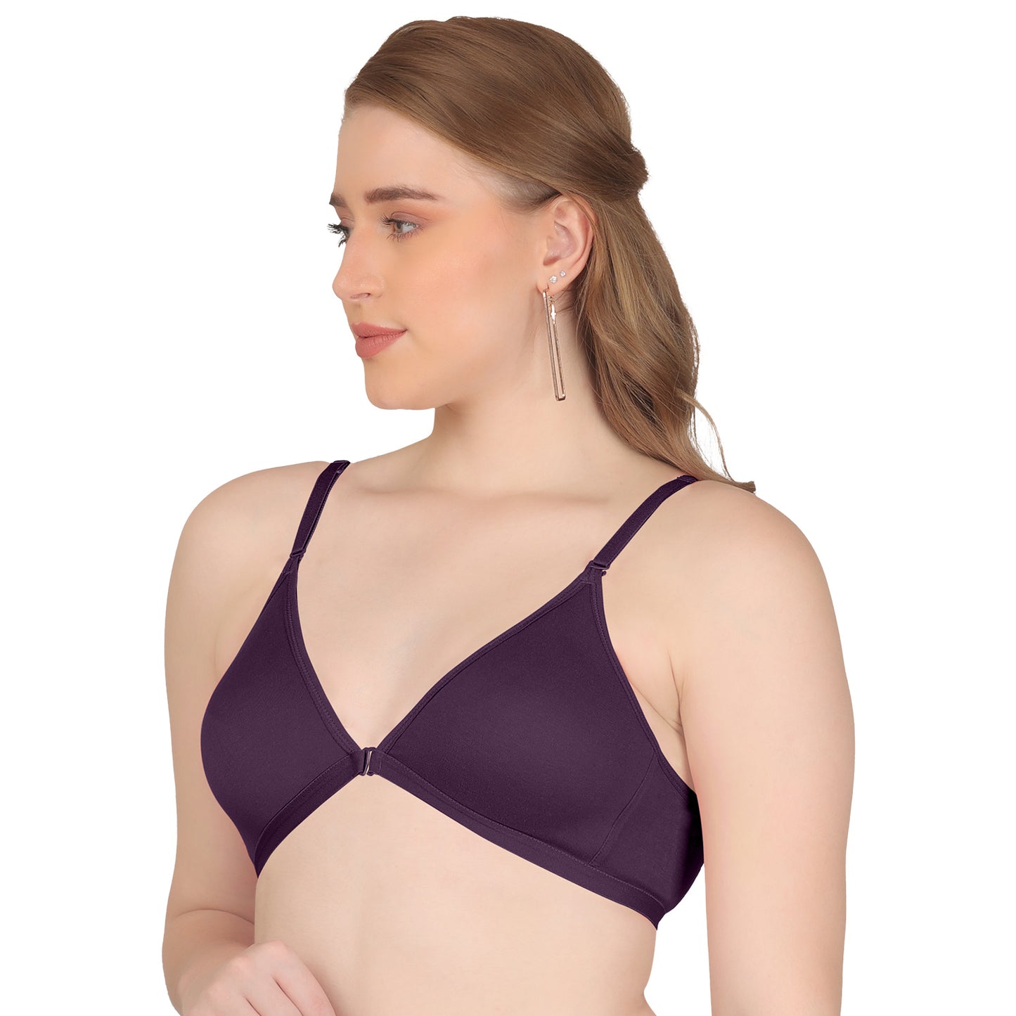 POOJA RAGENEE Double Layer Front Opener Hooks Detachable Strap Bra BQ2184 Wine
