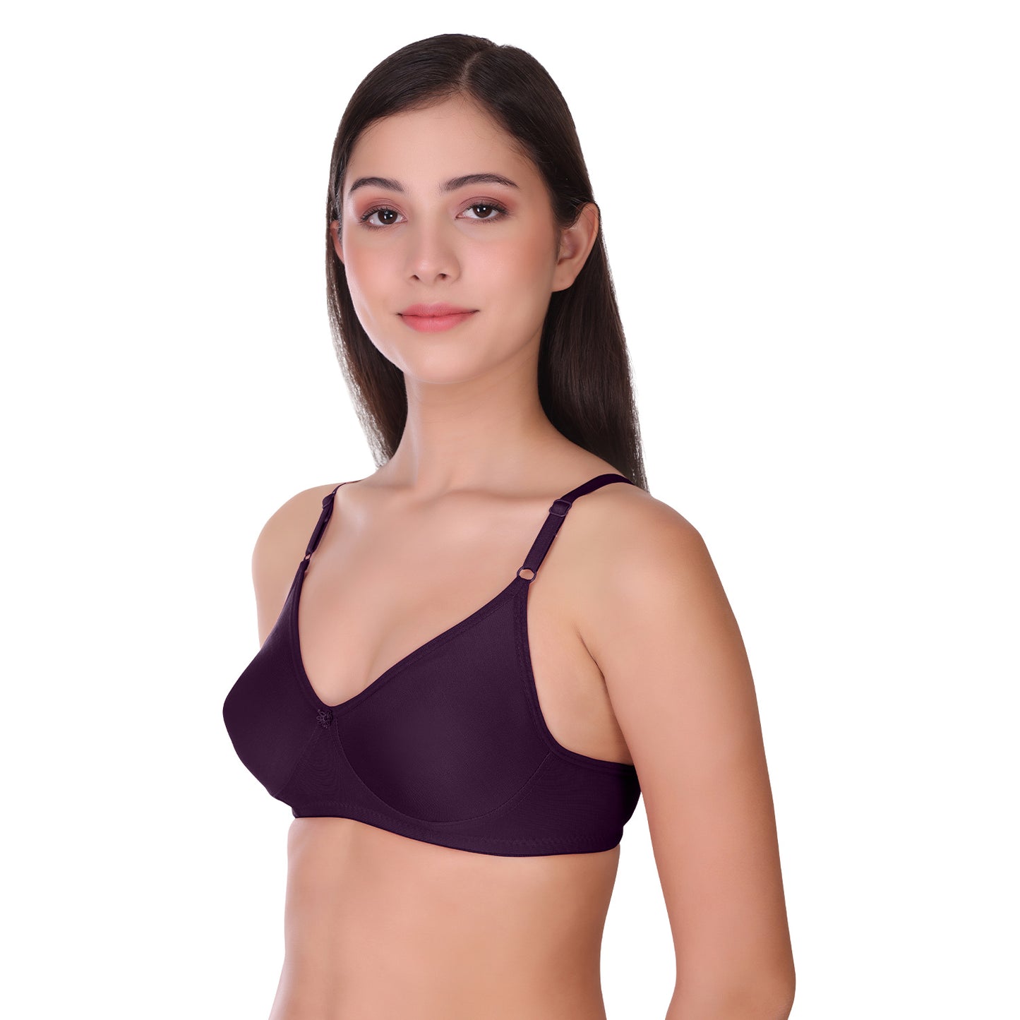 Pooja Ragenee Womens Full Coverage Non Padded Mould Cotton Bra MQ3055 Purple-Wine