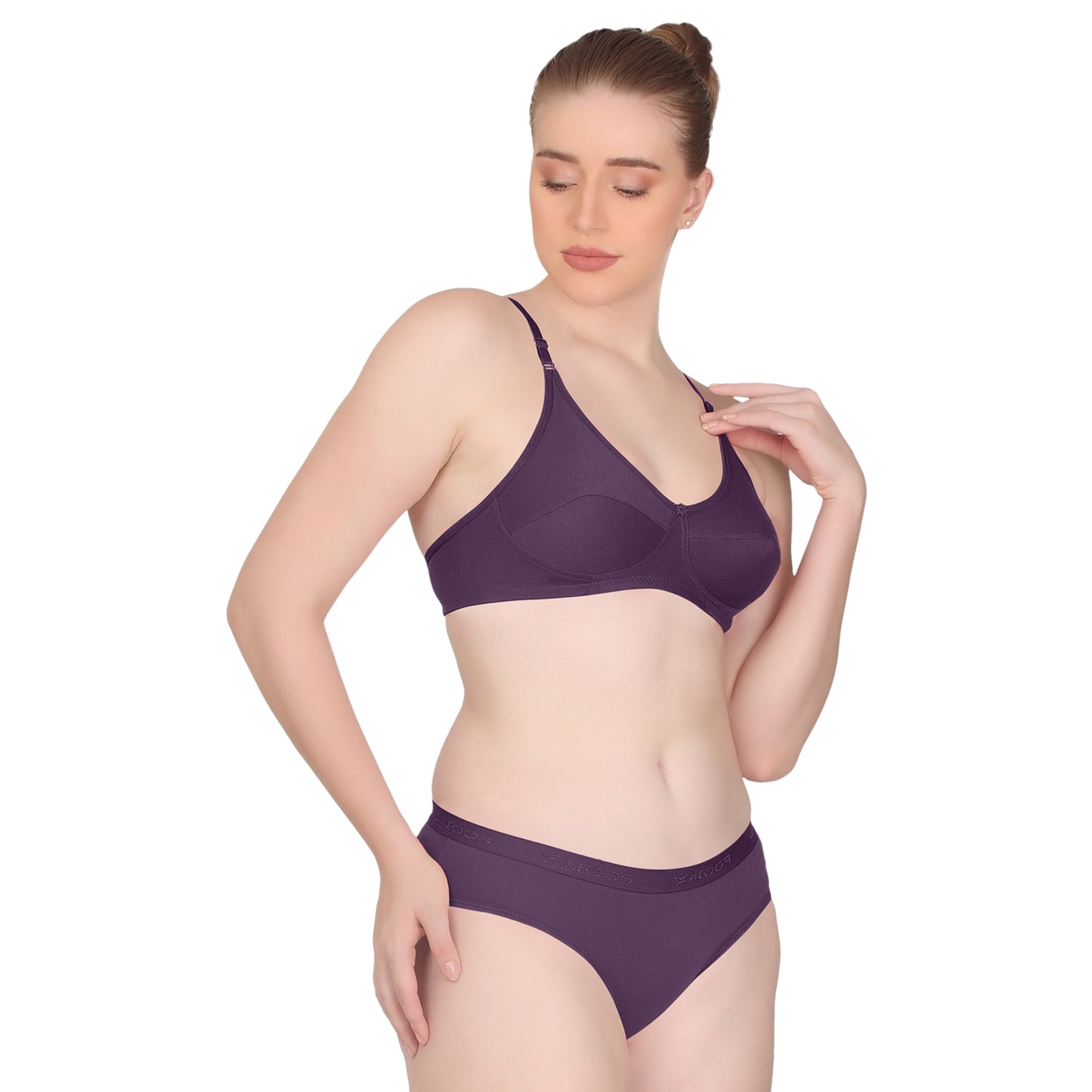POOJA RAGENEE Women Wireless Bra and Panty Set Matching Lingerie Set ST07 Wine