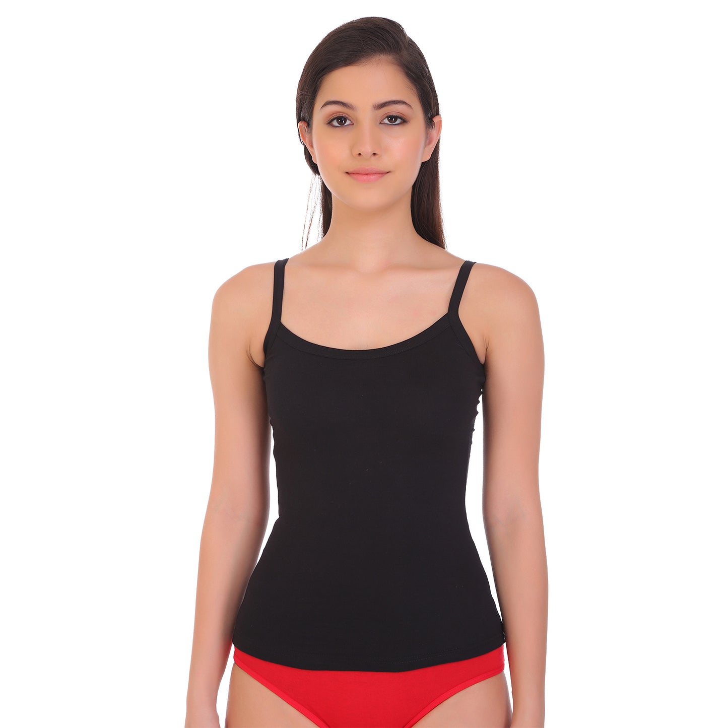 Camisole Thin Strap in Black - Pure Cotton