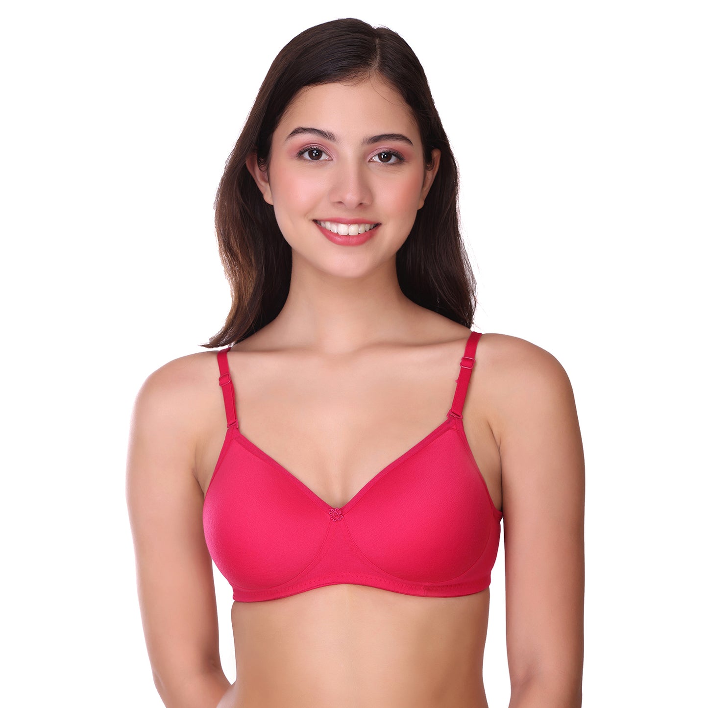 Seamless Light Pad Adjustable Cotton bra in Magenta