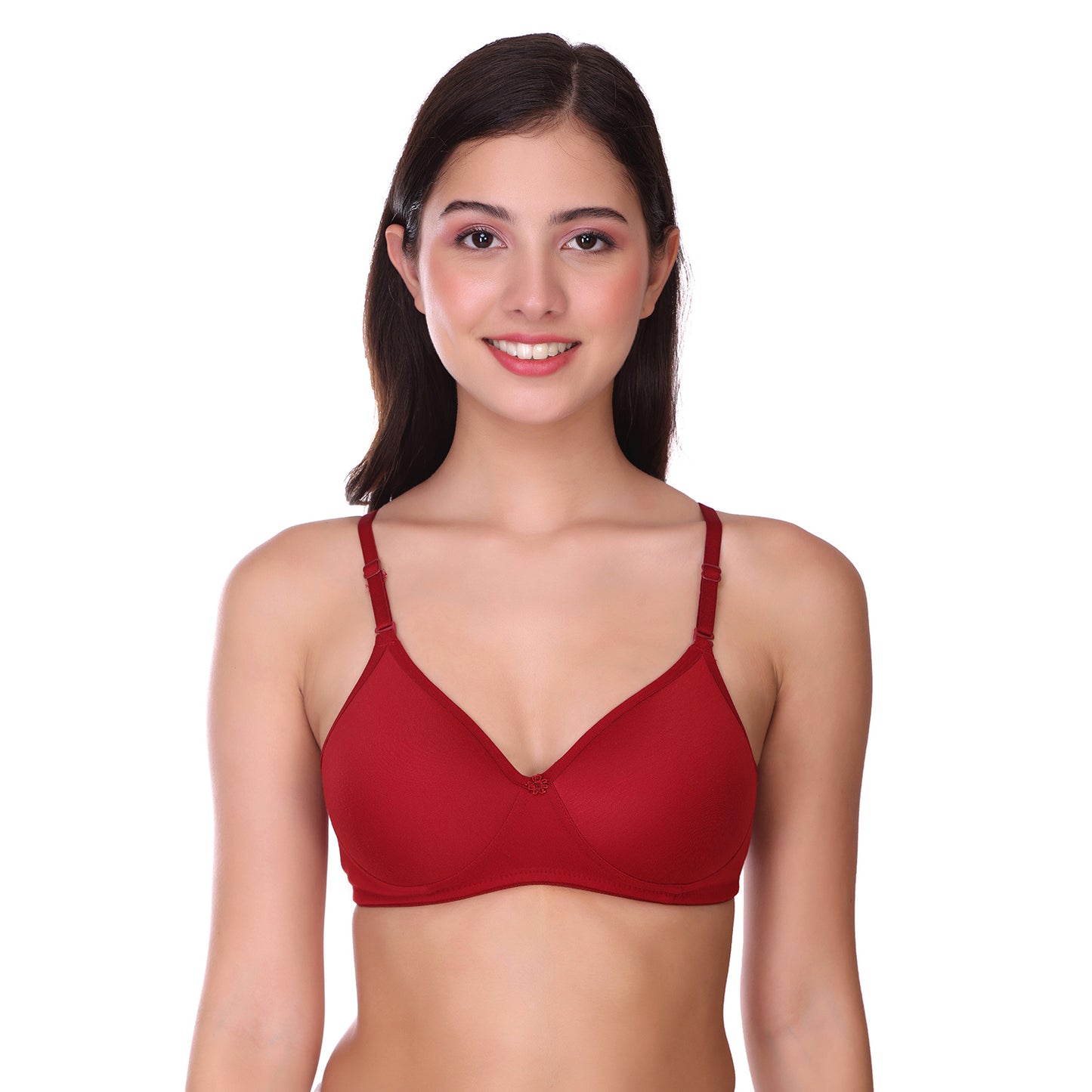 Seamless Light Pad Adjustable Cotton bra in Maroon