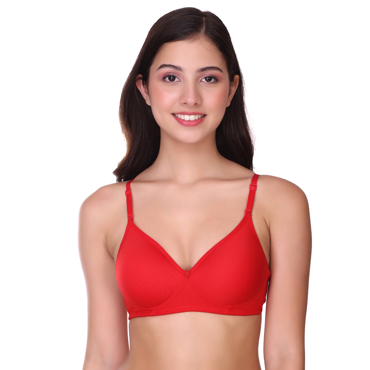 Seamless Light Pad Adjustable Cotton bra in Red