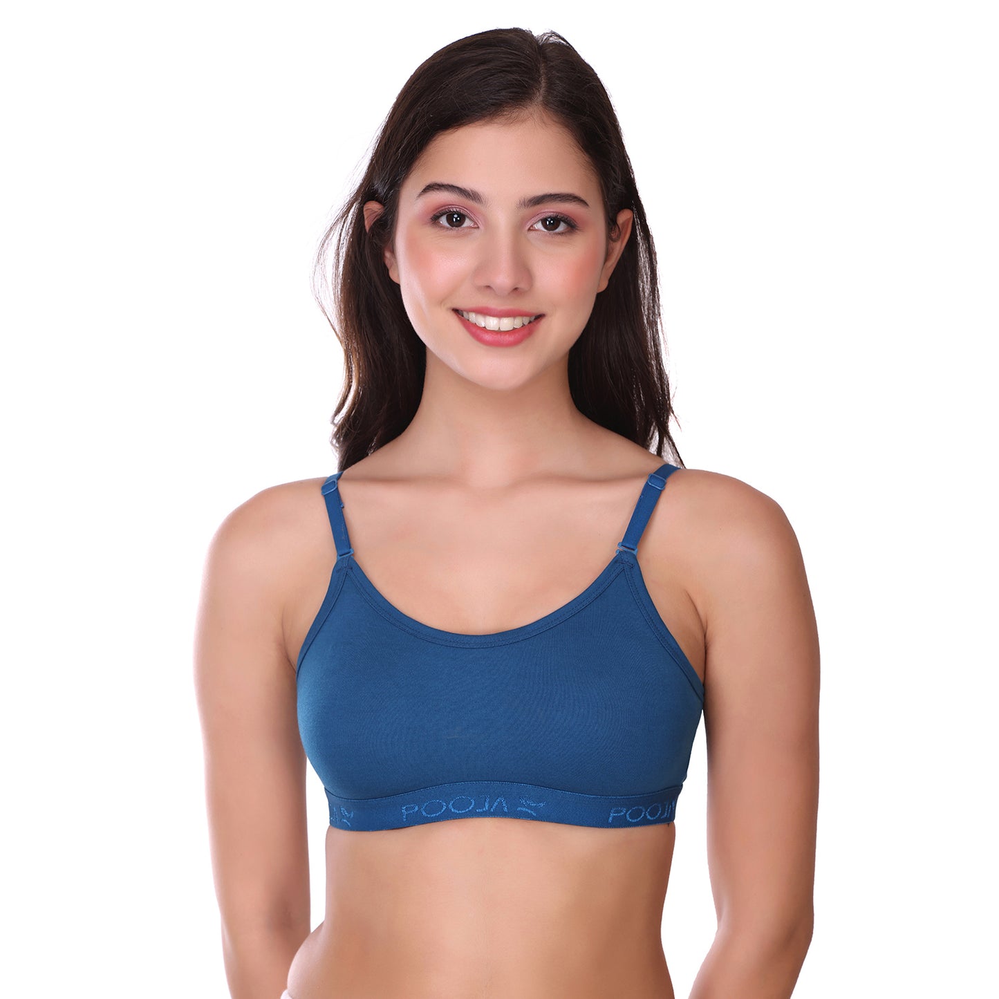 Pooja Ragenee Cotton Moulded Sports bra for Girls AF Blue