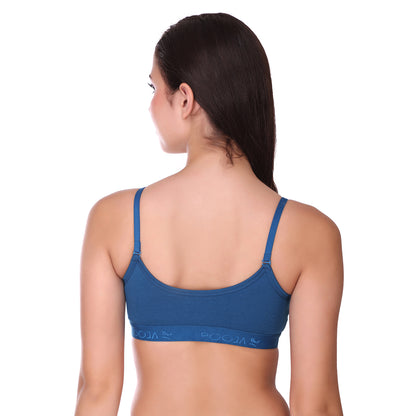 Pooja Ragenee Cotton Moulded Sports bra for Girls AF Blue