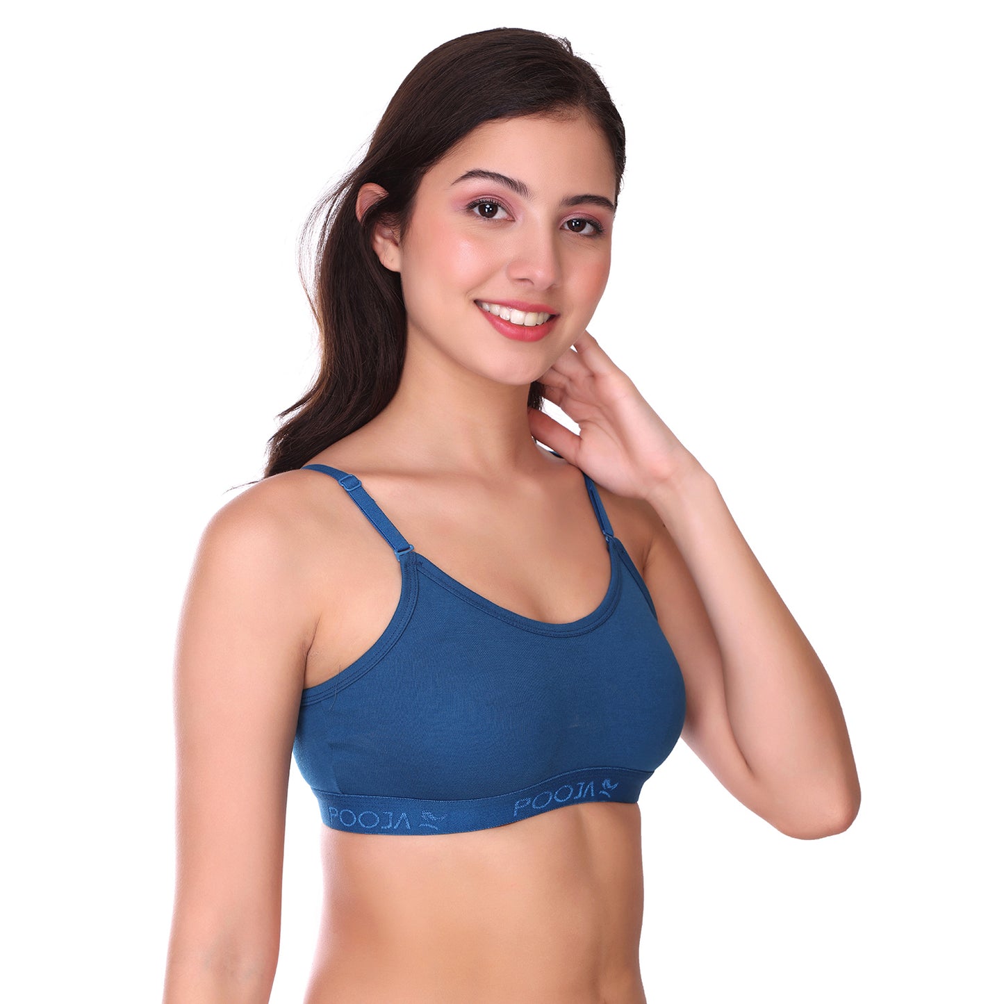 Pooja Ragenee Cotton Moulded Sports bra for Girls AF Blue