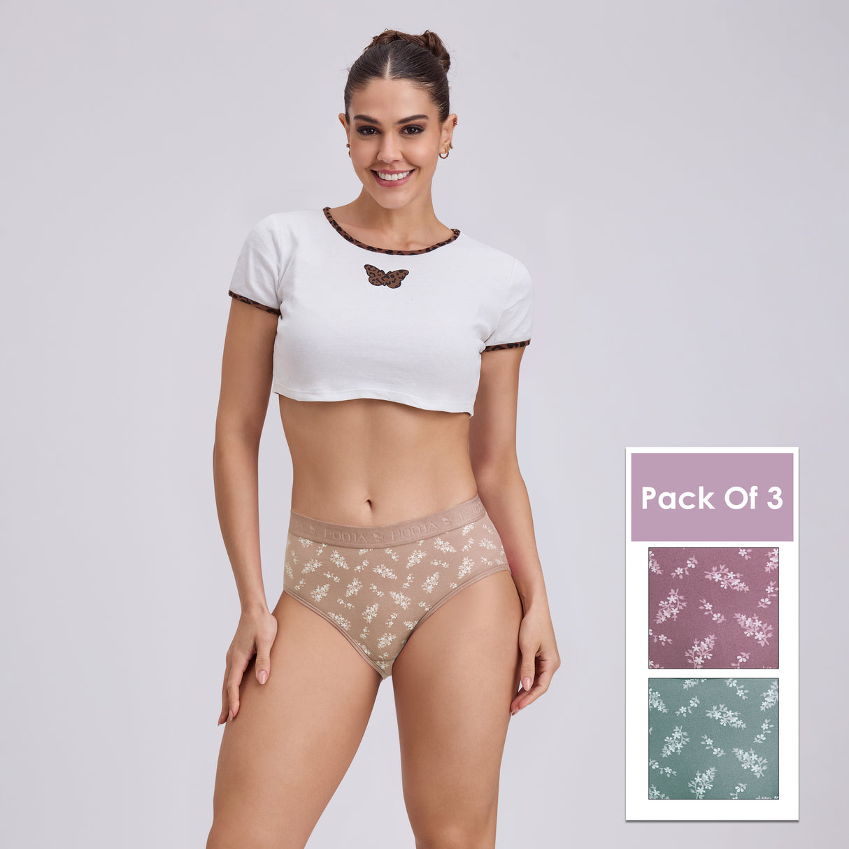 Women’s Flower Print Panty – Soft, Stretchable & Stylish Comfort PQ5031-3PC