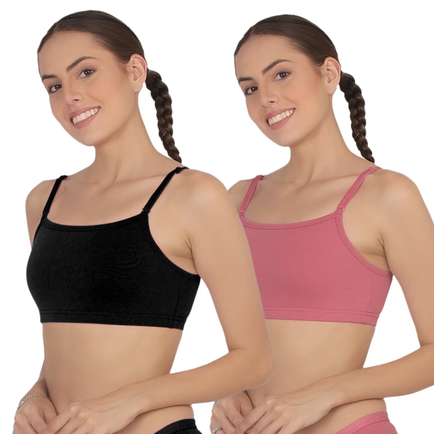 POOJA RAGENEE Smooth Fabric & comfortable Sports Bra for Fitness SQ1031B Black-Dark Pink