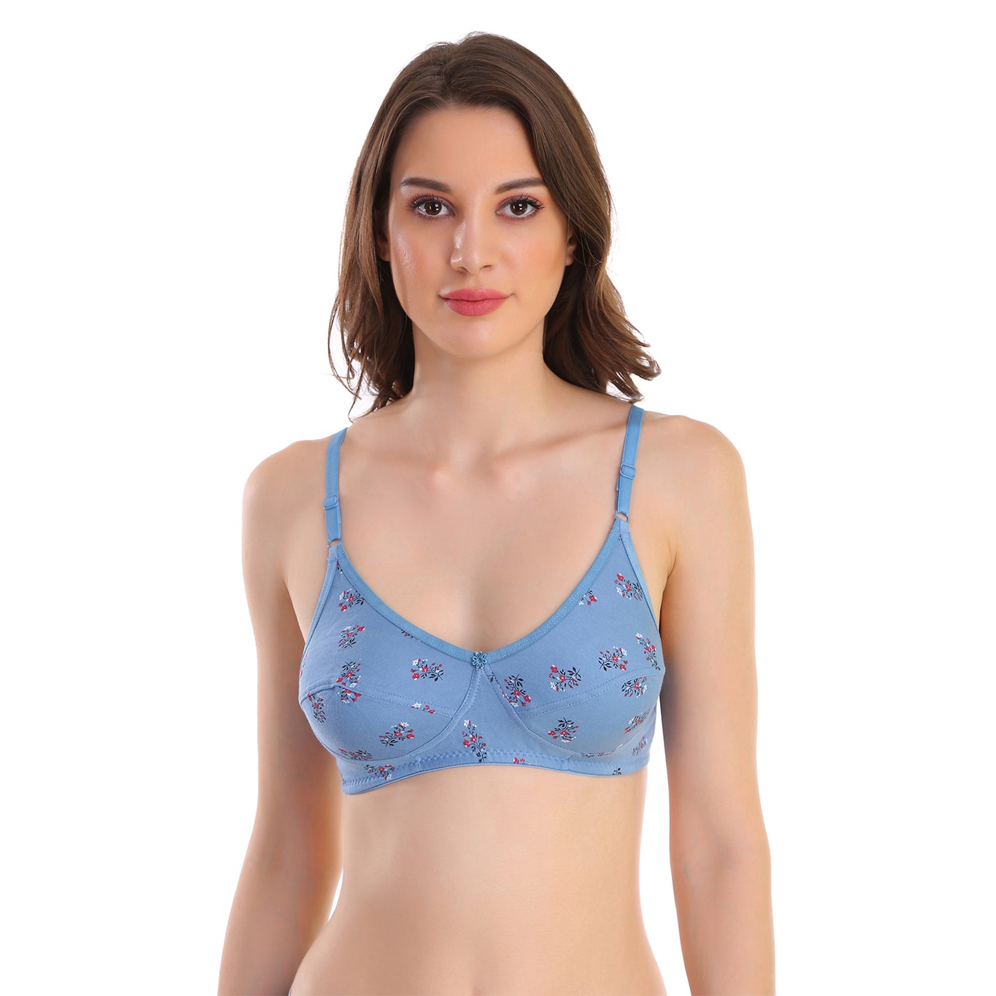 POOJA RAGENEE All Day Comfort Printed Bra -Blue