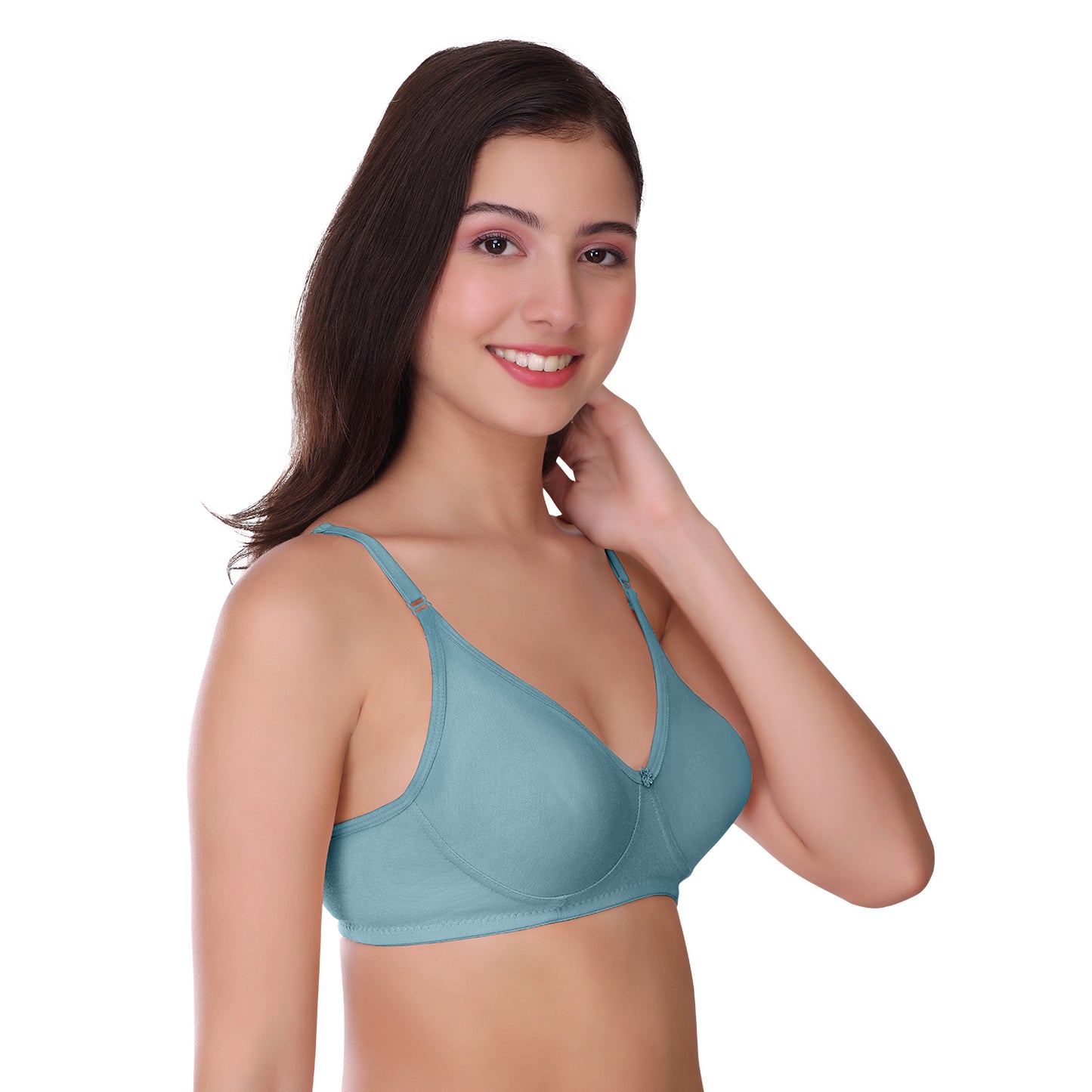 Pooja Ragenee Womens Full Coverage Non Padded Mould Cotton Bra MQ3057 Baby Pink-Blue-Grey