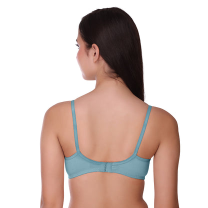 Pooja Ragenee Womens Full Coverage Non Padded Mould Cotton Bra MQ3057 Baby Pink-Blue