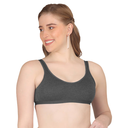 POOJA RAGENEE T-Shirt Bra Fitness & comfortable Cotton Sports BraSQ1036 Black