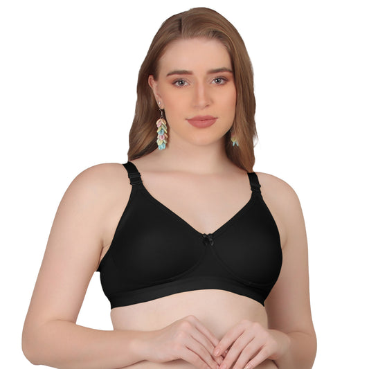 POOJA RAGENEE Seamless Moulded Non Padded Free Wired Comfortable Bra MQ3052 Black