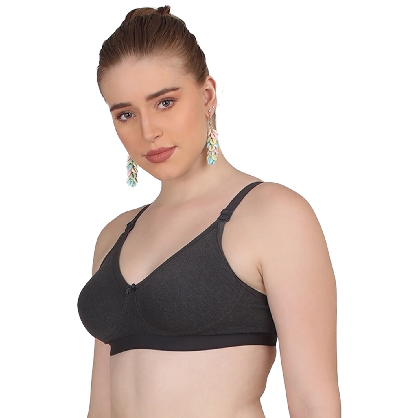 Pooja Ragenee Moulded Non Padded Smooth Cotton Lycra Bra MQ3049 Black