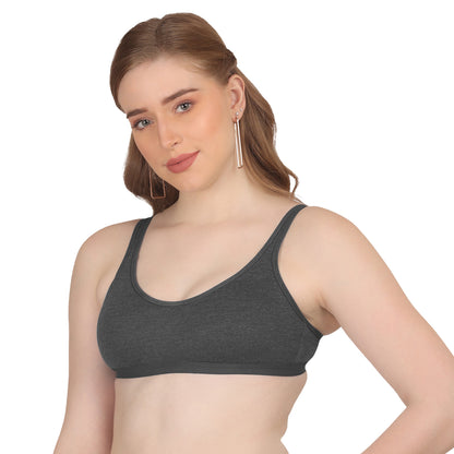 POOJA RAGENEE T-Shirt Bra Fitness & comfortable Cotton Sports BraSQ1036 Black