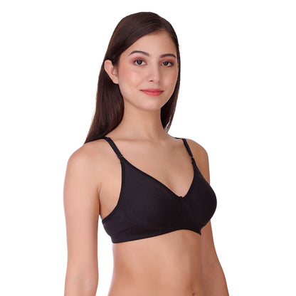 Pooja Ragenee Womens Full Coverage Non Padded Mould Cotton Bra MQ3056 Black