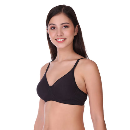 Pooja Ragenee Womens Full Coverage Non Padded Mould Cotton Bra MQ3056 Black