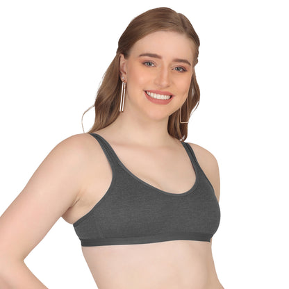 POOJA RAGENEE T-Shirt Bra Fitness & comfortable Cotton Sports BraSQ1036 Black