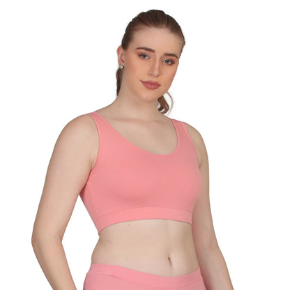 POOJA RAGENEE Skin Breathable & Comfortable Sports Bra SQ1029B Baby Pink