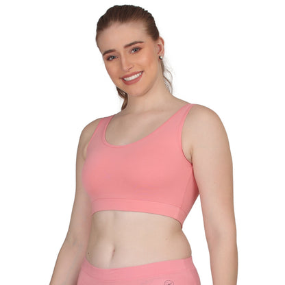 POOJA RAGENEE Skin Breathable & Comfortable Sports Bra SQ1029B Baby Pink