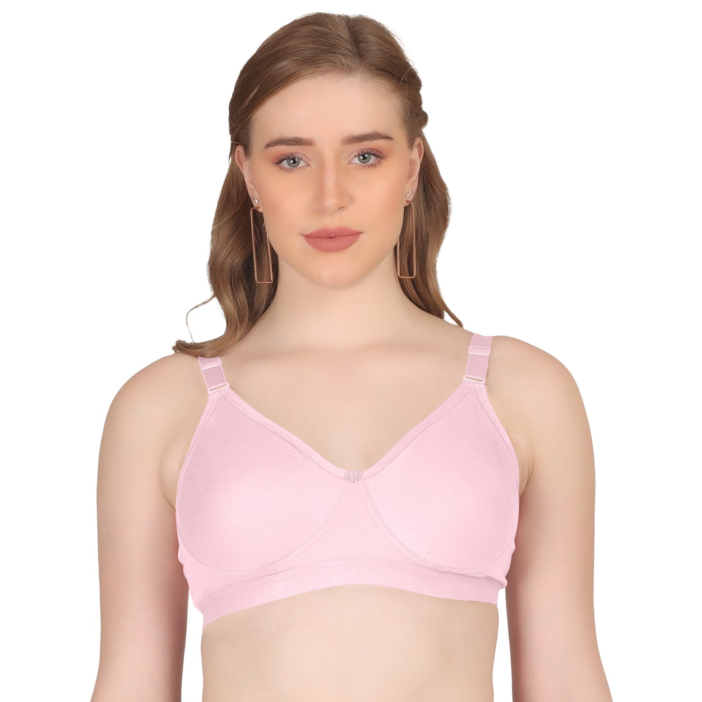 POOJA RAGENEE Seamless Moulded Non Padded Free Wired Comfortable Bra MQ3053 Baby Pink