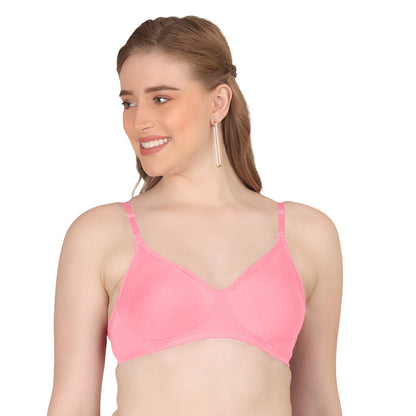 Pooja Ragenee Moulded Non Padded Smooth Cotton Lycra Bra MQ3050 Baby Pink