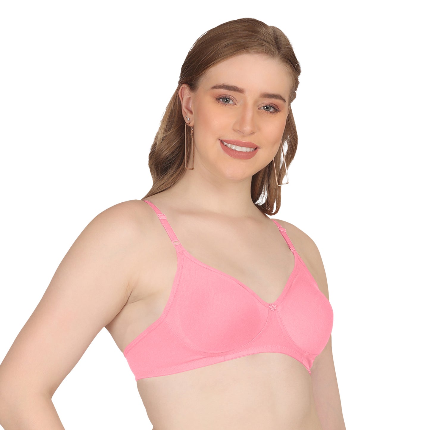 Pooja Ragenee Moulded Non Padded Smooth Cotton Lycra Bra MQ3050 Baby Pink