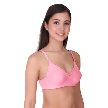 Pooja Ragenee Womens Full Coverage Non Padded Mould Cotton Bra MQ3055 Wine-Baby Pink-Coral