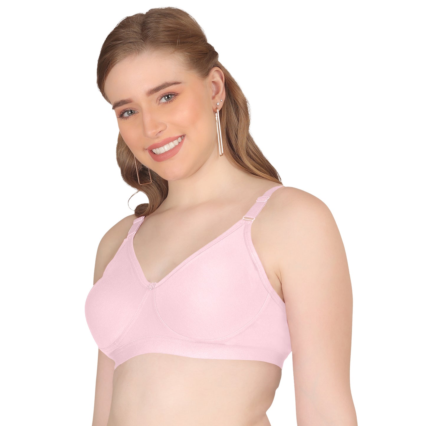 POOJA RAGENEE Seamless Moulded Non Padded Free Wired Comfortable Bra MQ3053 Baby Pink