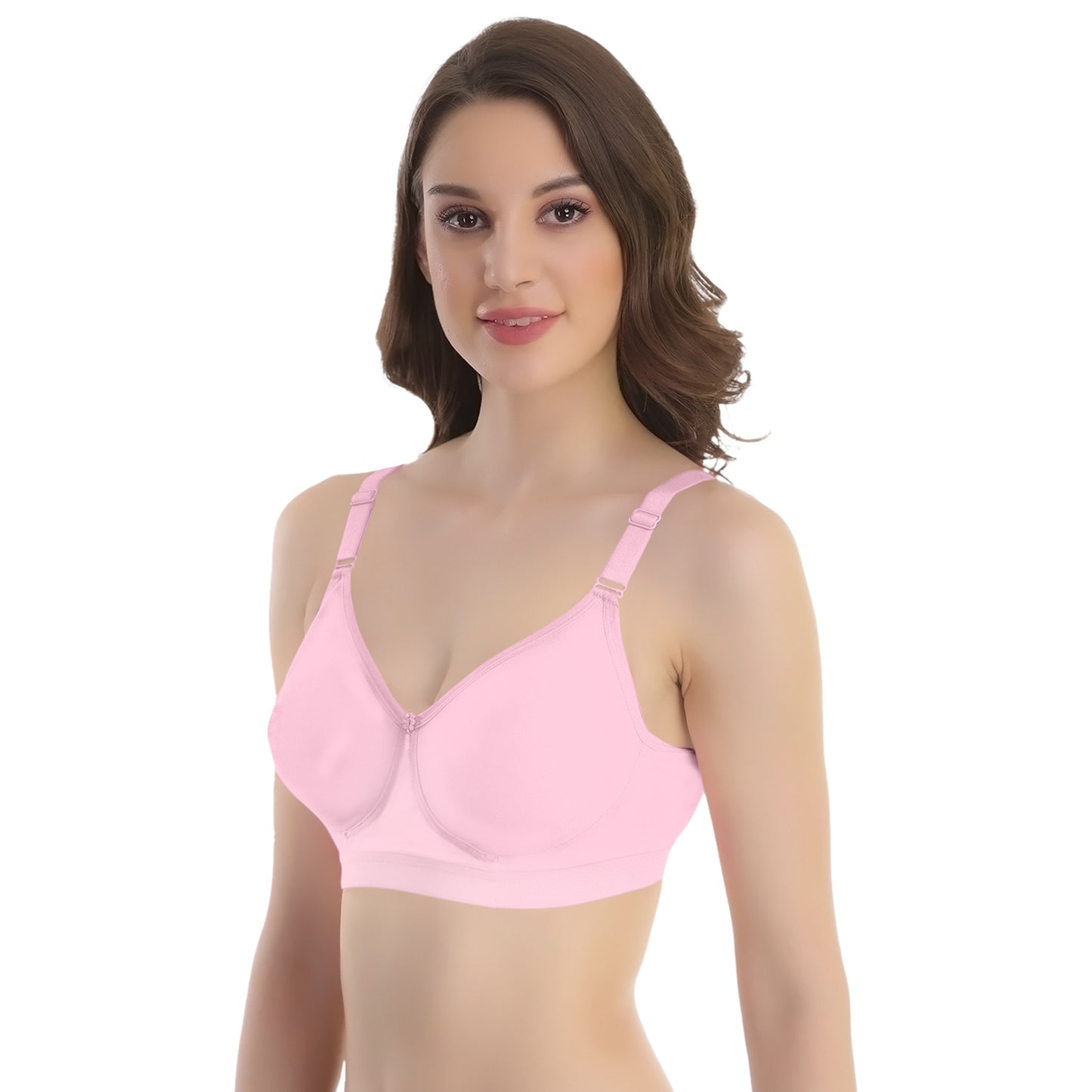 POOJA RAGENEE Seamless Moulded Non Padded Free Wired Comfortable Bra MQ3053D Baby Pink