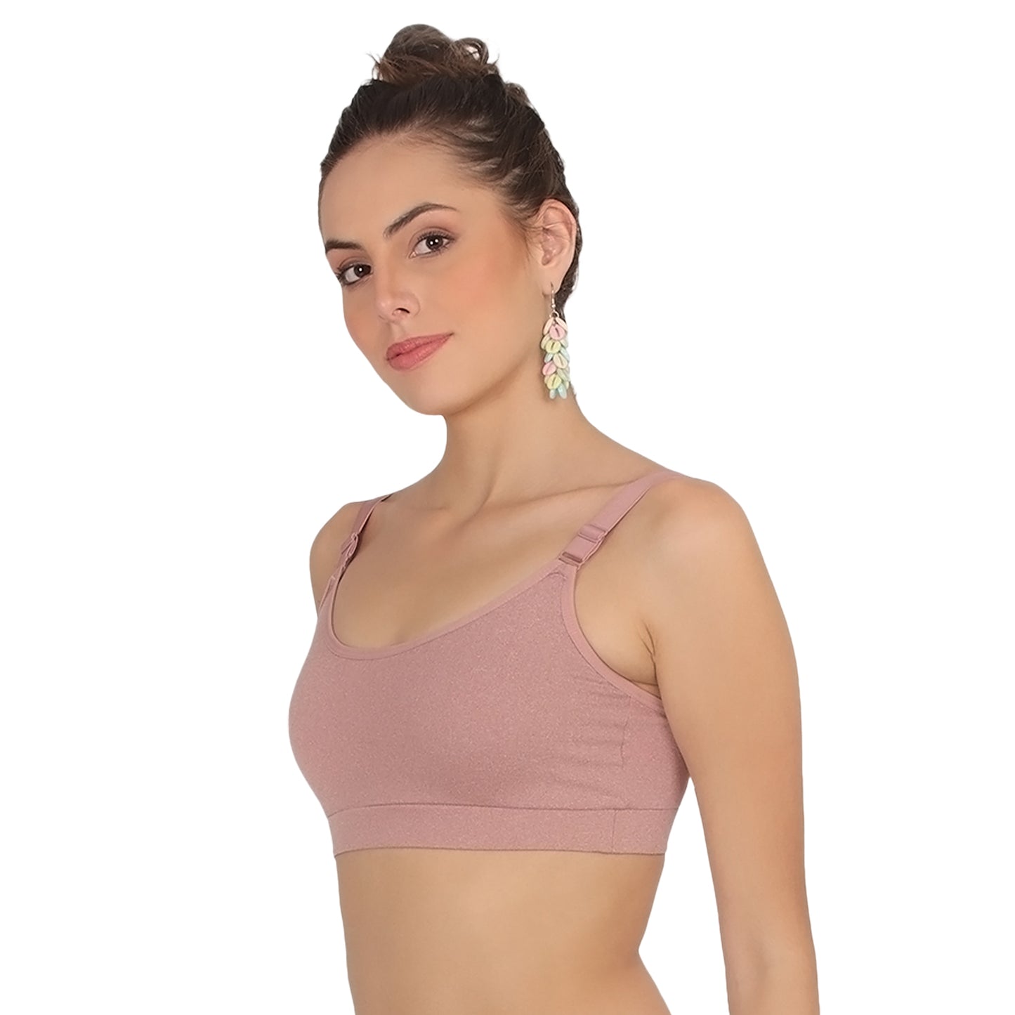 POOJA RAGENEE Seamless Non Padded Adjustable Strap Sports Bra SQ1033 Baby Pink