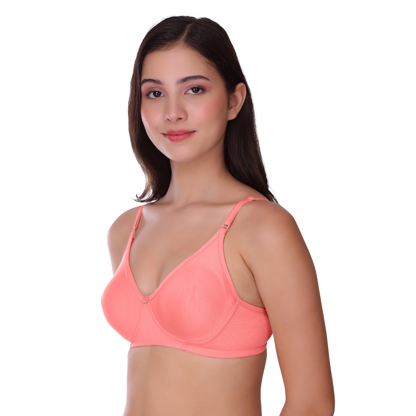 Pooja Ragenee Womens Full Coverage Non Padded Mould Cotton Bra MQ3057 Peach-Teal Green-Baby Pink