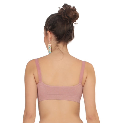 POOJA RAGENEE Seamless Non Padded Adjustable Strap Sports Bra SQ1033 Baby Pink