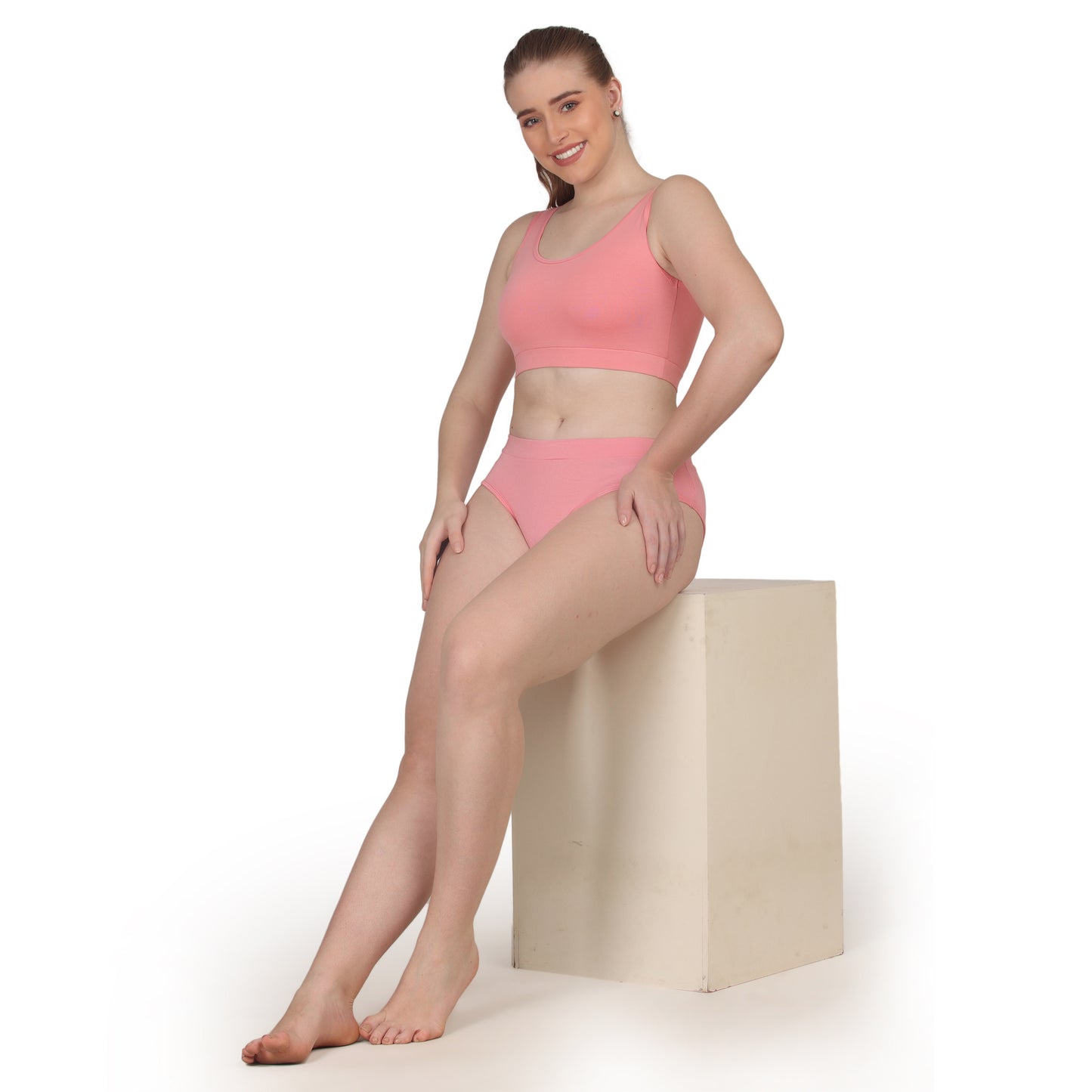 POOJA RAGENEE Skin Breathable & Smooth Fabric Solid Set  ST01 Baby Pink