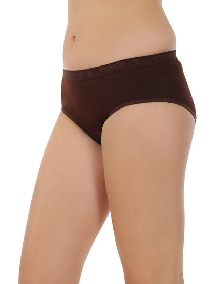 POOJA RAGENEE Women's Regular Pure Cotton Panty PQ5032 Black-Maroon-Brown