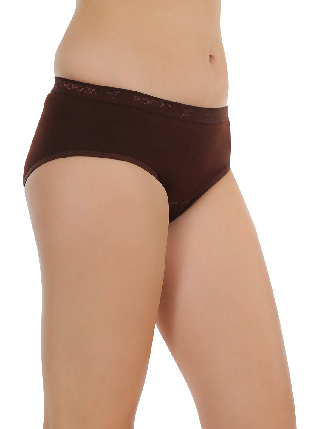 POOJA RAGENEE Women's Regular Pure Cotton Panty PQ5032 Brown-Black